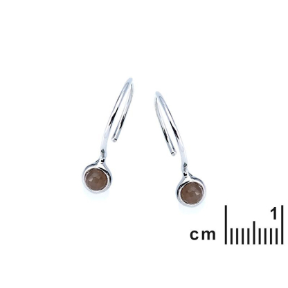 Earrings with natural pink moonstone, in 925 rhodium silver