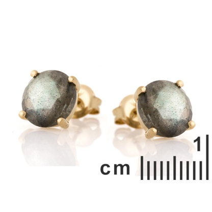 Clous d'oreilles avec labradorite multicolore naturelle, en argent doré 925