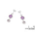 Earrings with round amethyst and chalcedony, in 925 rhodium silver