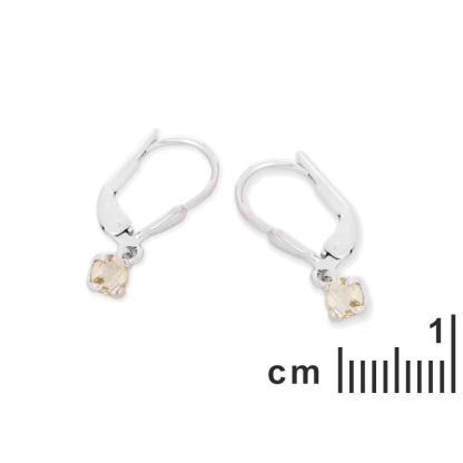Boucles d'oreilles avec quartz jaune naturel, en argent rhodié 925