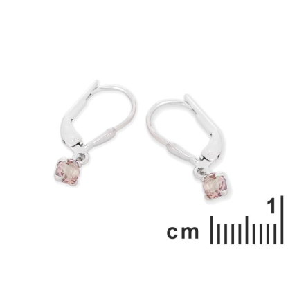 Orecchini con quarzo rosa naturale, in argento 925 rodiato