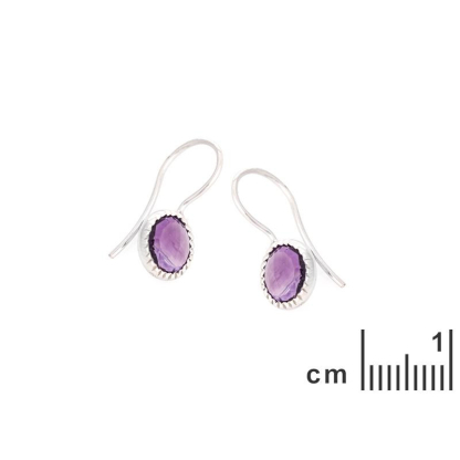 Pendientes con amatista violeta natural, en plata 925 rodiada