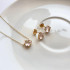 Heart stud earrings with natural rose quartz, in 925 gold plated silver