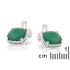 Boucles d'oreilles avec onyx vert naturel coussin, en argent rhodié 925