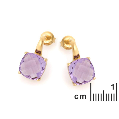 Hangende oorbellen met paarse amethist, in 925 goudkleurige zilver