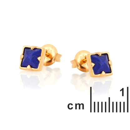 Boucles d'oreilles avec lapis-lazuli bleu naturel, en argent doré 925