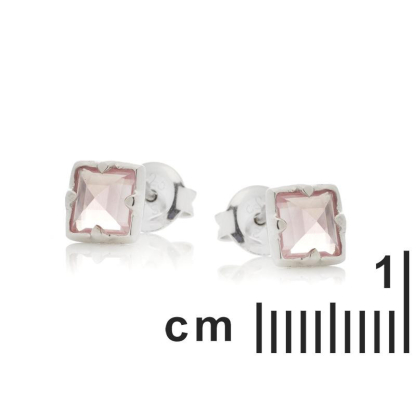 Brincos com quartzo rosa natural, em prata 925 com banho de ródio
