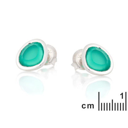 Ohrringe mit natürlichem grünem Onyx, aus rhodiniertem Silber 925