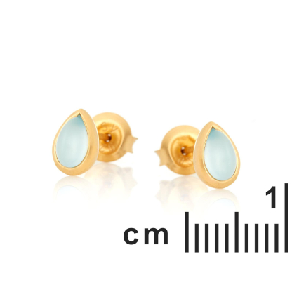 Oorbellen met natuurlijke blauwe chalcedoon, in 925 goudkleurige zilver