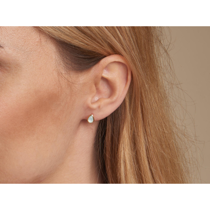Pendientes con calcedonia azul natural, en plata dorado 925