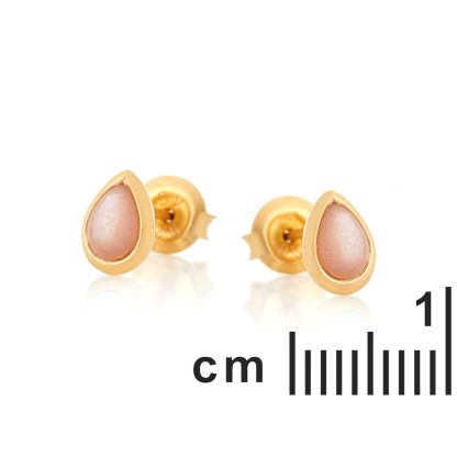 Brincos com pedra da lua rosa natural, em prata dourado 925