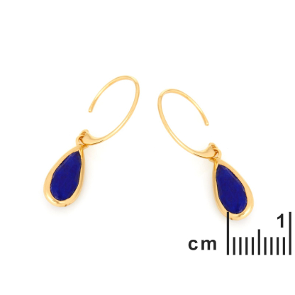 Orecchini con lapislazzuli blu naturali, in argento dorato 925