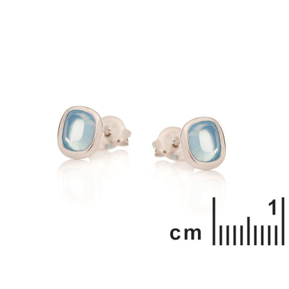 Orecchini con calcedonio blu naturale, in argento 925 rodiato