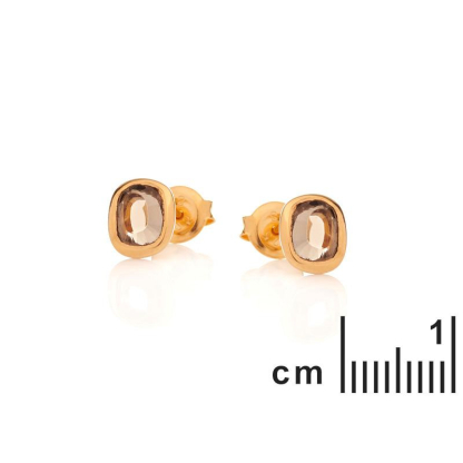 Earrings with natural smoky quartz, in 925 gold plated silver