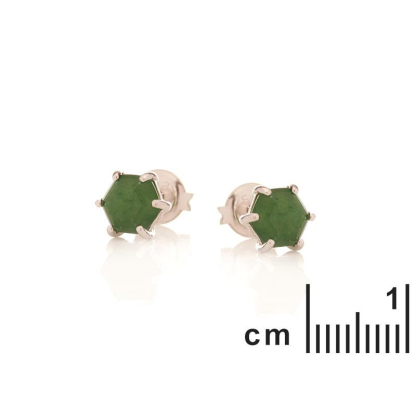 Boucles d'oreilles avec aventurine verte naturelle, en argent rhodié 925