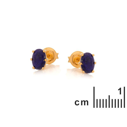Oorbellen met natuurlijk blauwe lapis lazuli, in 925 goudkleurige zilver