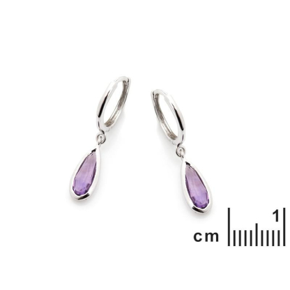 Ohrringe mit natürlichem violettem Amethyst, aus rhodiniertem Silber 925