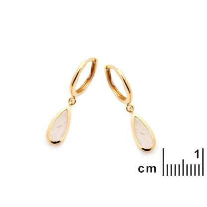 Brincos com quartzo rosa natural, em prata dourado 925
