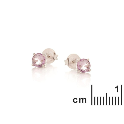 Ohrringe mit natürlichem violettem Amethyst, aus rhodiniertem Silber 925