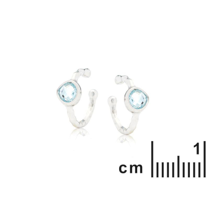 Piercing with natural blue topaz, in rhodium silver 925