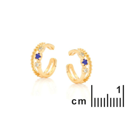 Piercing met natuurlijke blauwe topaas, in 925 goudkleurige zilver