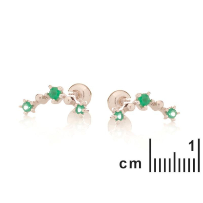 Piercing with natural green onyx, in 925 rhodium silver
