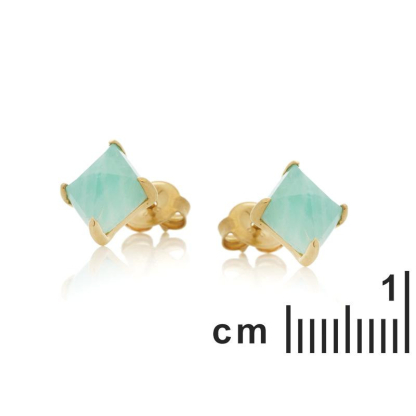 Pendientes con amazonita azul natural, en plata dorado 925