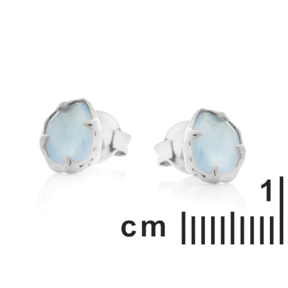 Boucles d'oreilles avec amazonite bleue naturelle, en argent rhodié 925