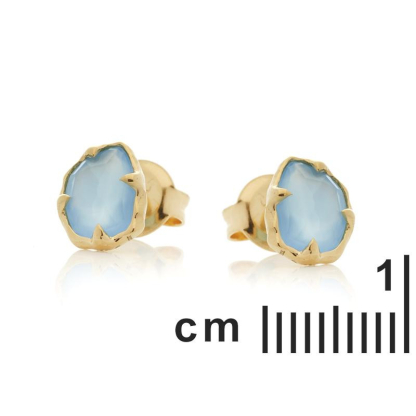 Orecchini con calcedonio blu naturale, in argento 925 dorato