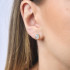 Brincos com calcedónia azul natural, em prata dourado 925