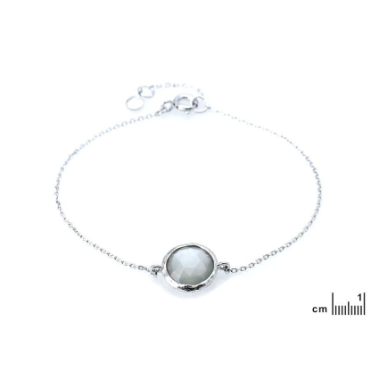 Armband met witte maansteen, in 925 gerhodineerd zilver, lengte 16+2 cm