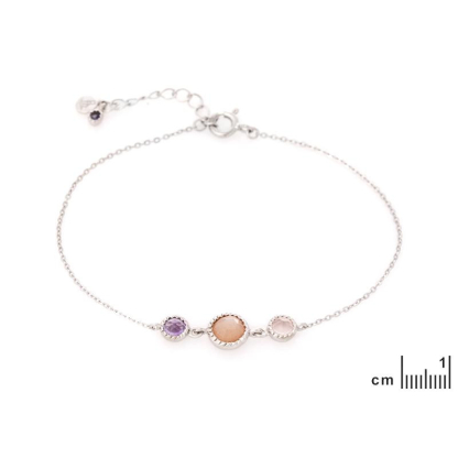 Pulsera con piedras multicolores, en plata 925 rodiada, longitud 17+3 cm