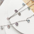 Bracciale con multipietre multicolori, in argento 925 rodiato, lunghezza 16+2 cm