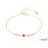 Bracelet avec grenat carré et quartz rose, en argent doré 925, longueur 15+3 cm