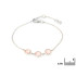 Bracciale con quarzo rosa naturale, in argento 925 rodiato, lunghezza 15,5+3 cm