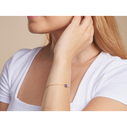 925 altın gümüş kare mavi lapis lazuli bileklik, uzunluk 15+3 cm