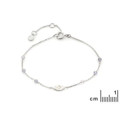 Brățară cu piatră de lună și lolit, din argint 925 rodiu, lungime 15,5+3 cm