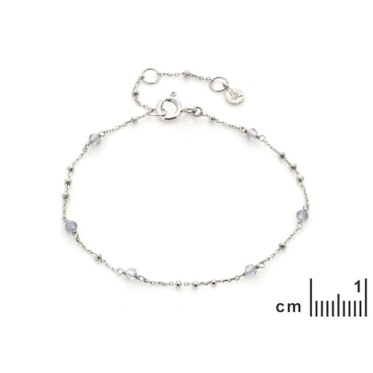 Bracelet avec iolite bleue naturelle, en argent rhodié 925, longueur 15,5+3 cm