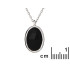 Necklace with natural oval black onyx, in 925 rhodium silver, length 42+3cm