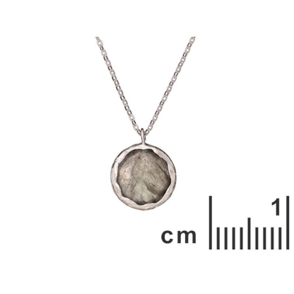 Halskette mit mehrfarbigem Labradorit, aus 925 rhodiniertem Silber, Länge 42+3cm
