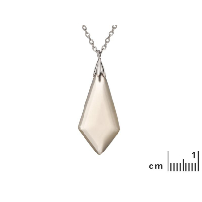 Collana con goccia pietra di luna bianca, in argento 925 rodiato, 45+3 cm