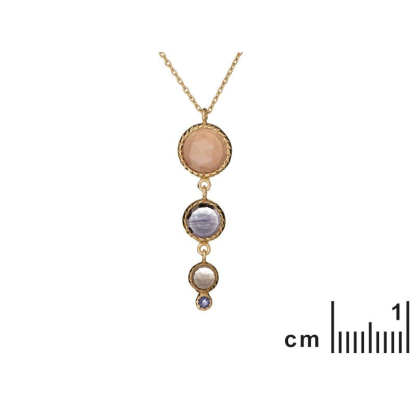 Collier avec multipierres multicolores, en argent doré 925, longueur 44 + 5 cm