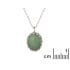 Collana con avventurina verde ovale, in argento 925 rodiato, lunghezza 42+3 cm