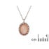 925 rodyum kaplama gümüş, oval pembe ay taşlı kolye, uzunluk 42+3cm