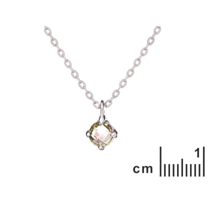 Collar con cuarzo amarillo natural, en plata 925 rodiada, longitud 42 + 3 cm