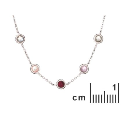 Collana con multipietre multicolori, in argento 925 rodiato, lunghezza 42+3cm