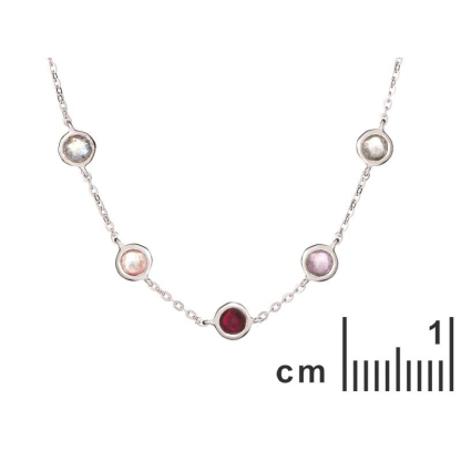 Halsketting met veelkleurige meerkleurige stenen, in 925 gerhodineerd zilver, lengte 42+3cm