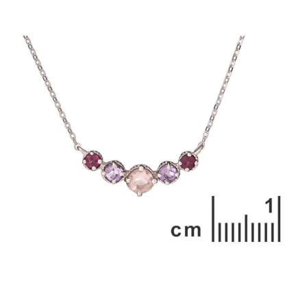 Collier avec multipierres multicolores, en argent rhodié 925, longueur 42 + 3 cm