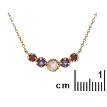 Collier avec multipierres multicolores, en argent doré 925, longueur 42 + 3 cm