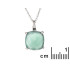 Necklace with cushion green amethyst, in 925 rhodium silver, length 42 + 3 cm